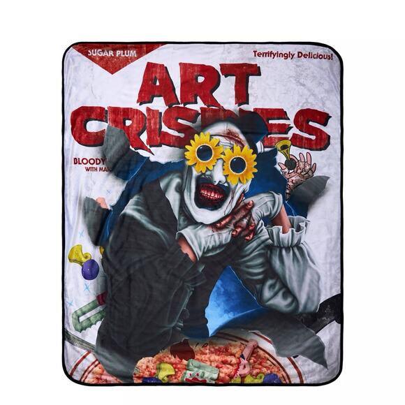 Terrifier 2 Art Crispies Throw Blanket Spirit Halloween Fleece Art The Clown NWT - Picture 1 of 6